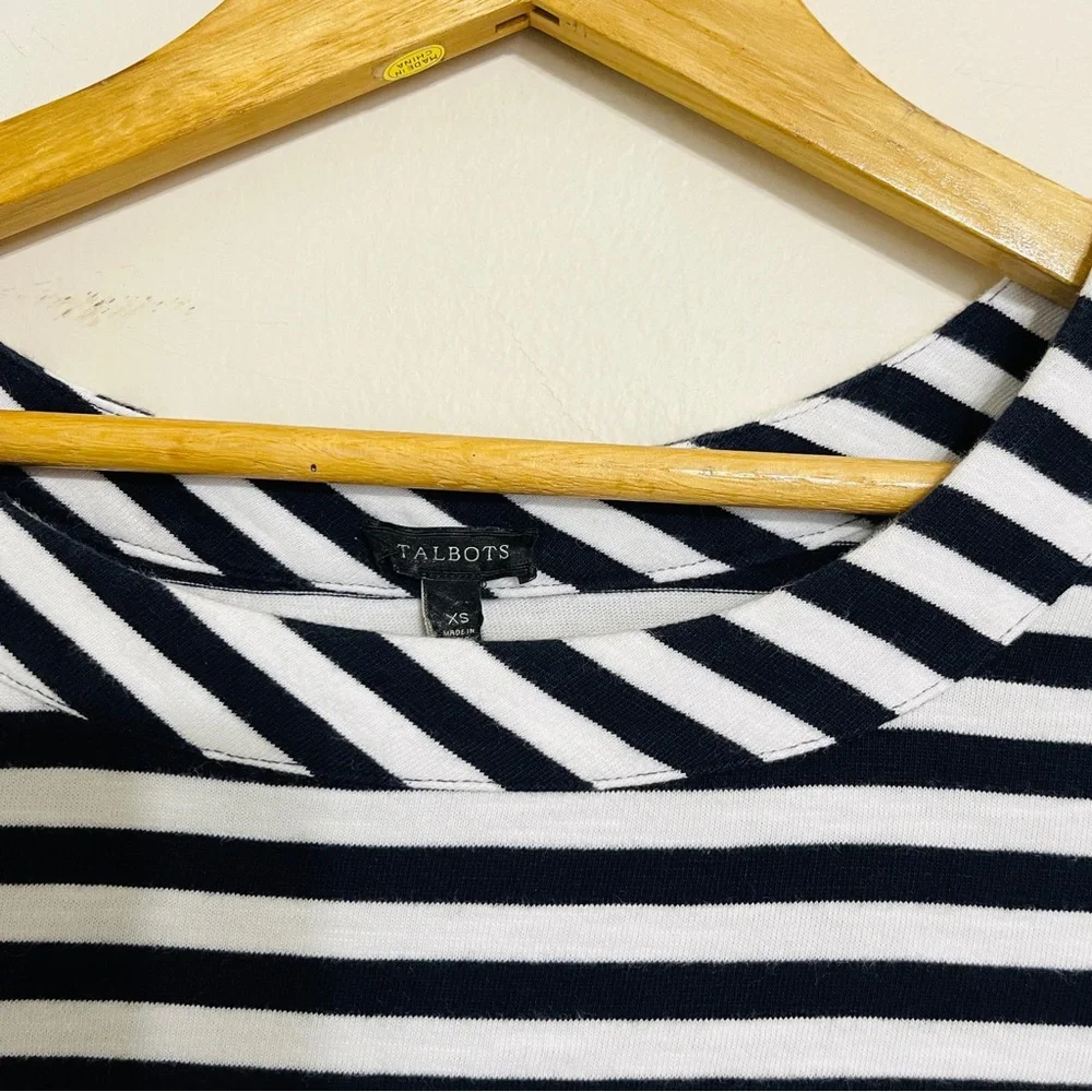 Talbots Nautical Striped Cotton Shift Dress Navy/White Size XS - Picture 3 of 4